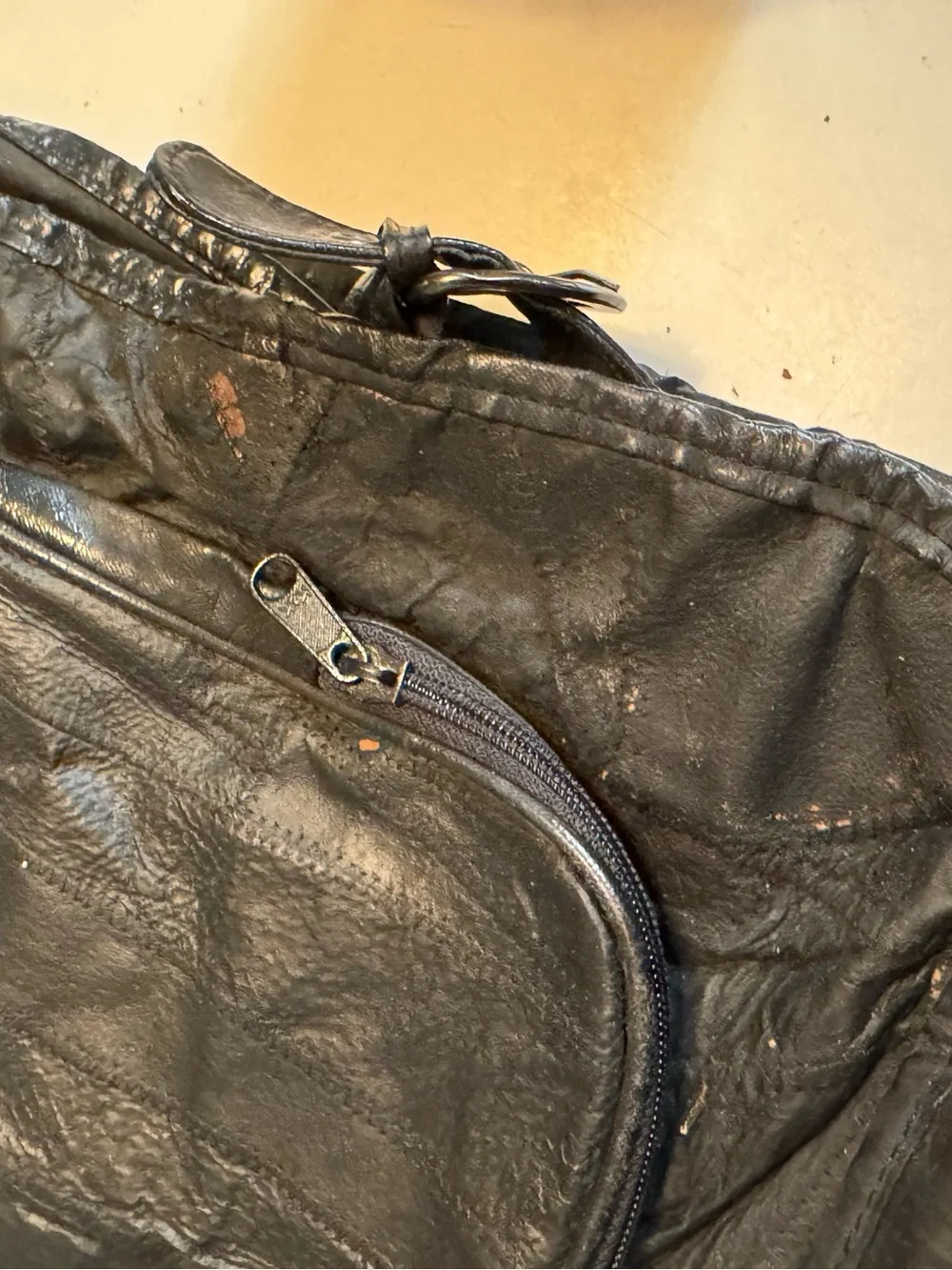 Vintage Aged Classic Black Vegan Leather Garment Duffel Bag for Men